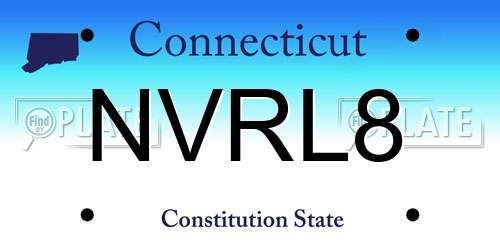 NVRL8 Connecticut License Plate