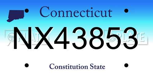 NX43853 Connecticut License Plate