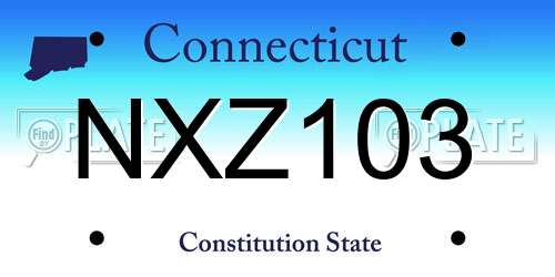 NXZ103 Connecticut License Plate