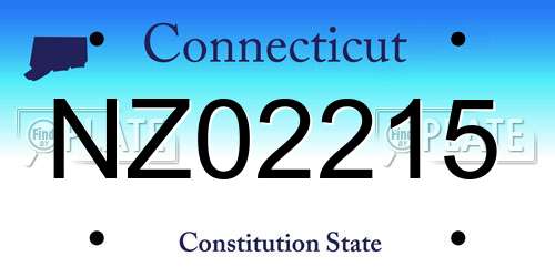 NZ02215 Connecticut License Plate