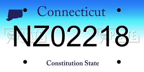 NZ02218 Connecticut License Plate