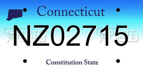 NZ02715 Connecticut License Plate