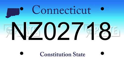 NZ02718 Connecticut License Plate
