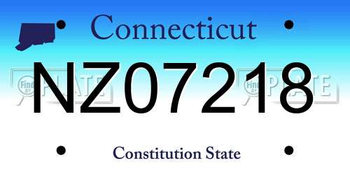 NZ07218 Connecticut License Plate
