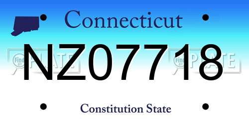 NZ07718 Connecticut License Plate