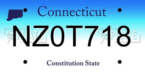NZ0T718 Connecticut License Plate