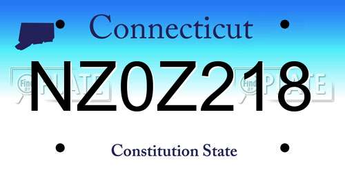 NZ0Z218 Connecticut License Plate