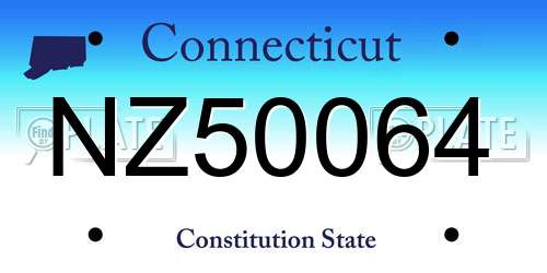 NZ50064 Connecticut License Plate