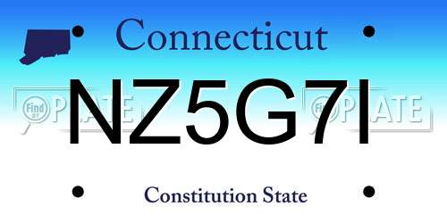 NZ5G7I Connecticut License Plate