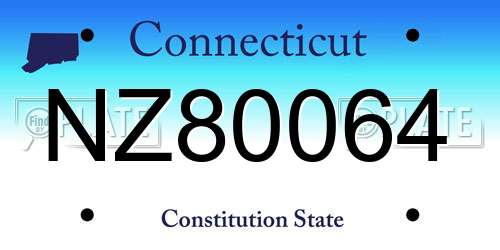 NZ80064 Connecticut License Plate
