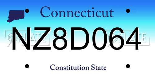 NZ8D064 Connecticut License Plate