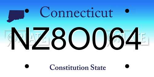 NZ8O064 Connecticut License Plate
