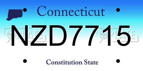 NZD7715 Connecticut License Plate