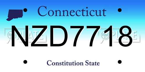 NZD7718 Connecticut License Plate