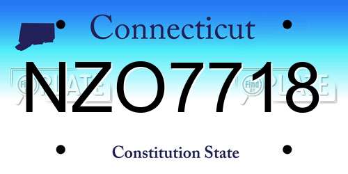 NZO7718 Connecticut License Plate