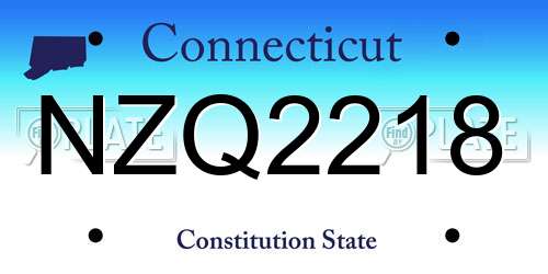 NZQ2218 Connecticut License Plate