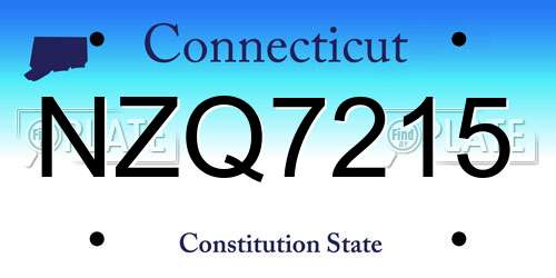 NZQ7215 Connecticut License Plate