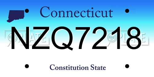 NZQ7218 Connecticut License Plate