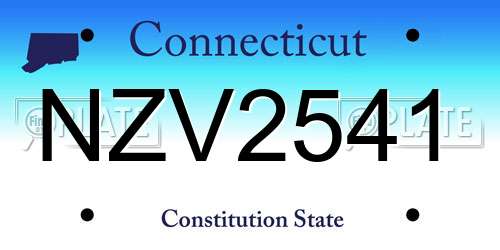 NZV2541 Connecticut License Plate