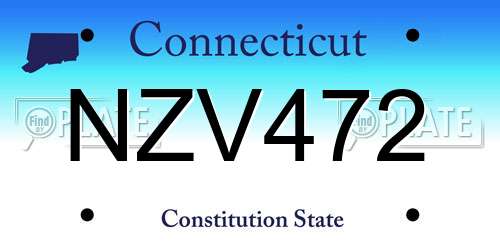 NZV472 Connecticut License Plate