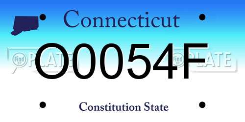 O0054F Connecticut License Plate