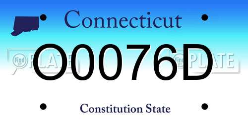 O0076D Connecticut License Plate