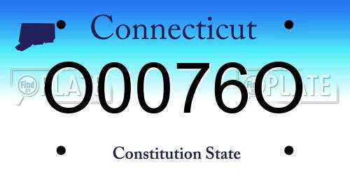 O0076O Connecticut License Plate