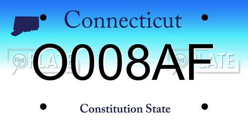 O008AF Connecticut License Plate