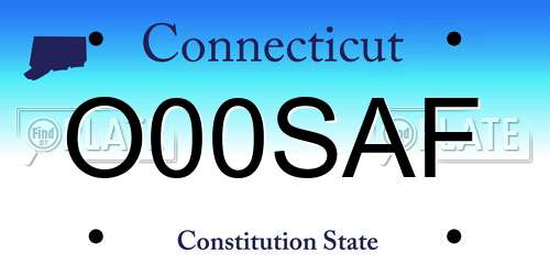 O00SAF Connecticut License Plate
