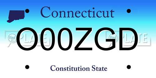 O00ZGD Connecticut License Plate