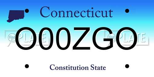 O00ZGO Connecticut License Plate