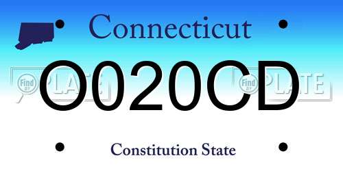 O020CD Connecticut License Plate
