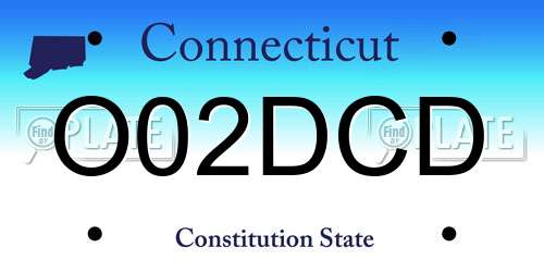 O02DCD Connecticut License Plate