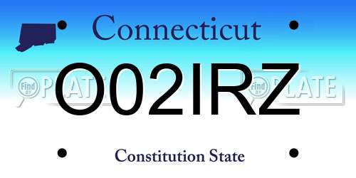O02IRZ Connecticut License Plate