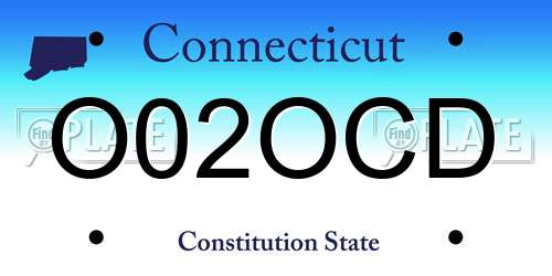 O02OCD Connecticut License Plate