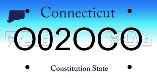 O02OCO Connecticut License Plate
