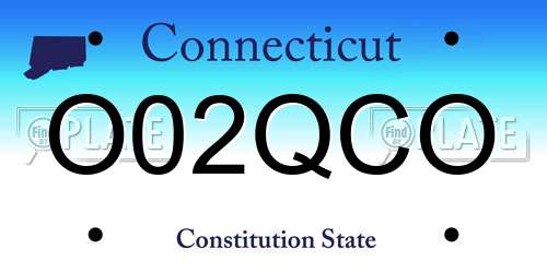O02QCO Connecticut License Plate