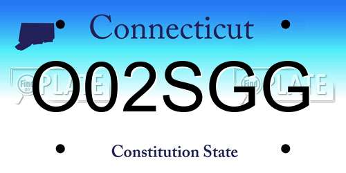 O02SGG Connecticut License Plate
