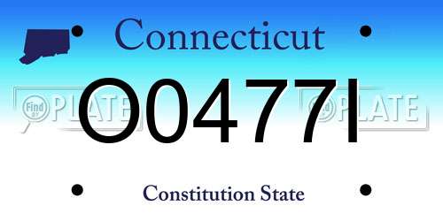 O0477I Connecticut License Plate