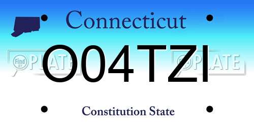 O04TZI Connecticut License Plate