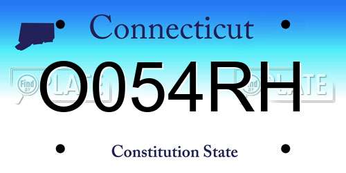 O054RH Connecticut License Plate