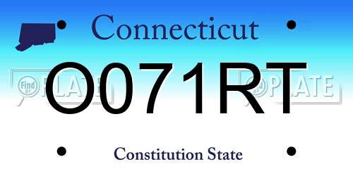 O071RT Connecticut License Plate