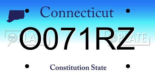 O071RZ Connecticut License Plate