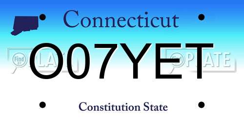 O07YET Connecticut License Plate