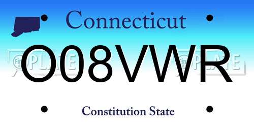 O08VWR Connecticut License Plate