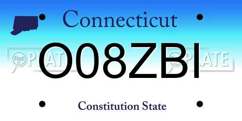 O08ZBI Connecticut License Plate