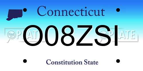 O08ZSI Connecticut License Plate