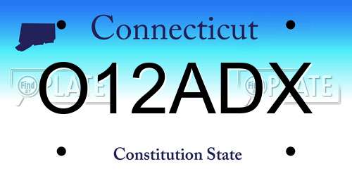 O12ADX Connecticut License Plate