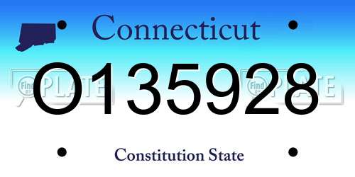 O135928 Connecticut License Plate