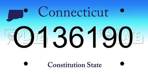 O136190 Connecticut License Plate